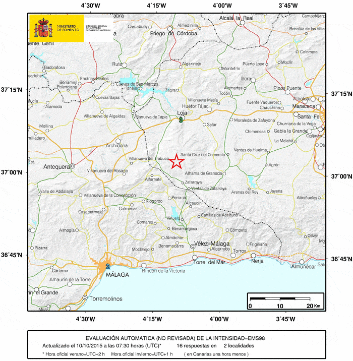 Mapa Del Instituto Geográfico Nacional Con El Sismo Ocurrido En La Sierra De Loja