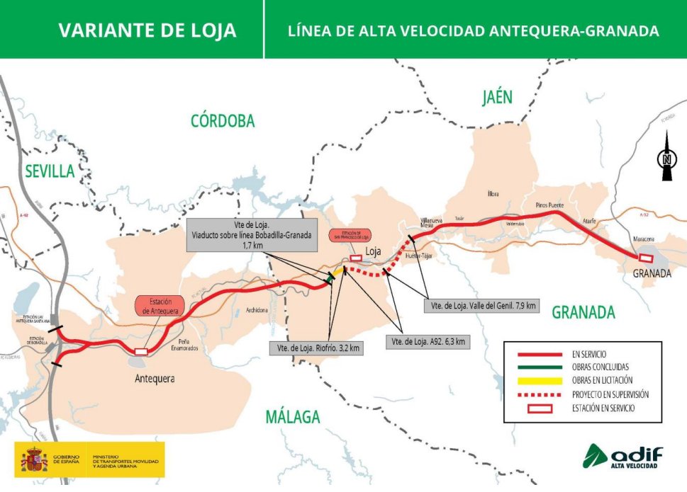 Tramos Pendientes De La Variante De Loja De La Alta Velocidad. Adif.